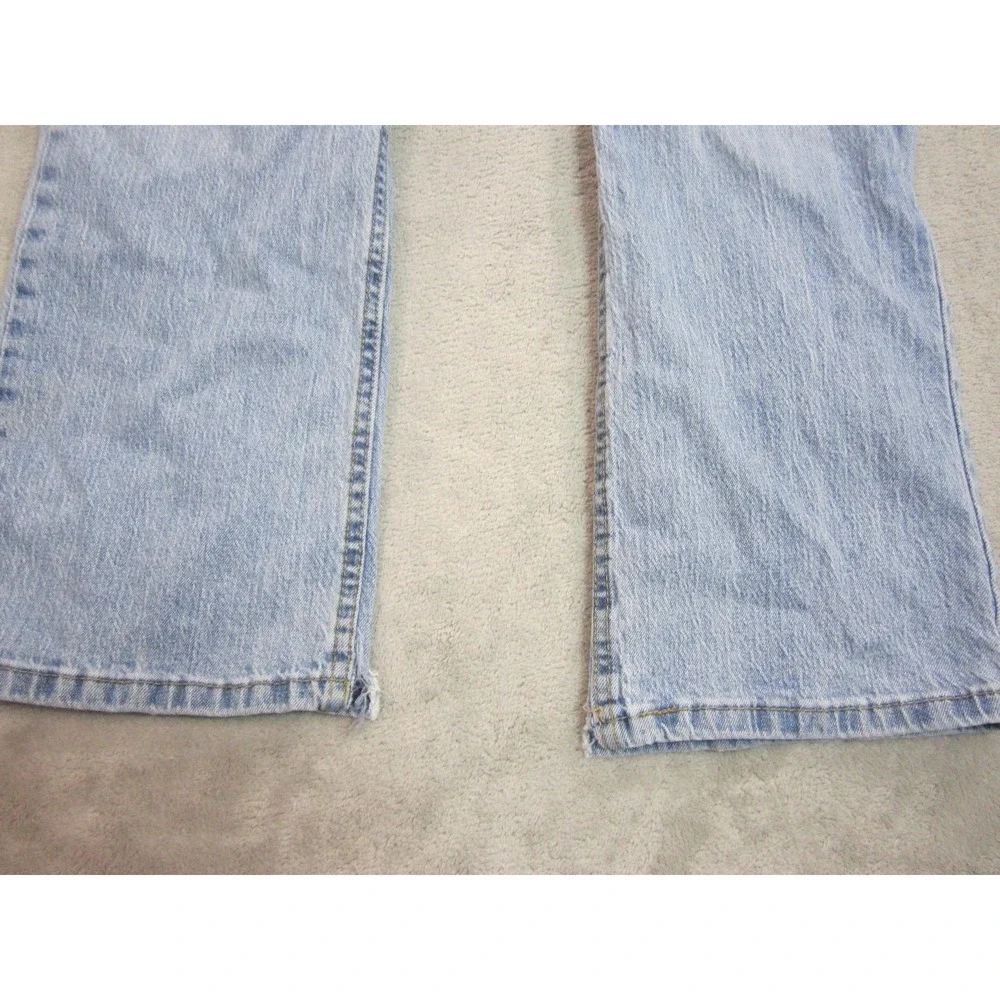 Levi's 527 Slim Bootcut Mens 32x30 Light Blue Frayed Hem Western Denim Jeans